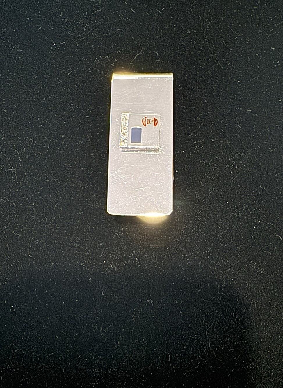 Phat Farm Money Clip Holder Silver-tone Mens 2” X .75” Crystals Enamel